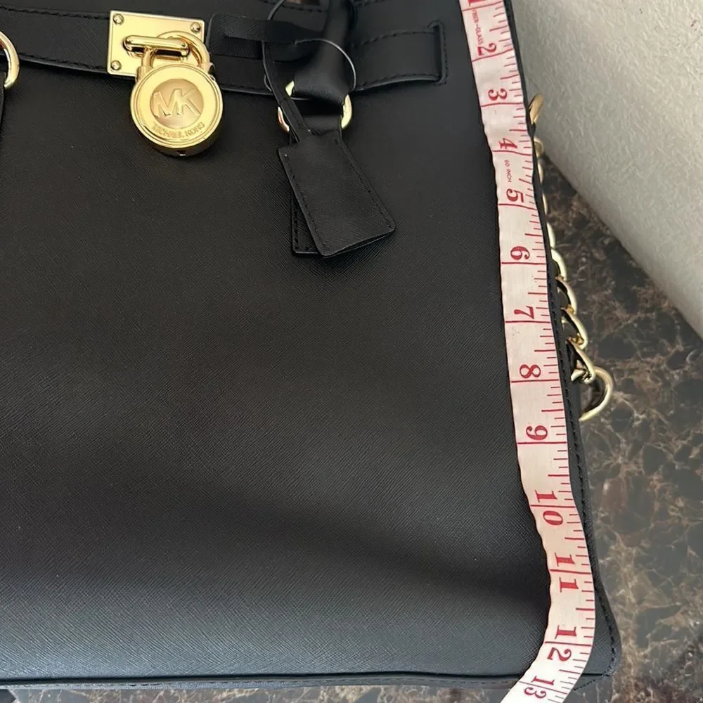 New Michael Kors Hamilton Black Large Saffiano Leather Tote